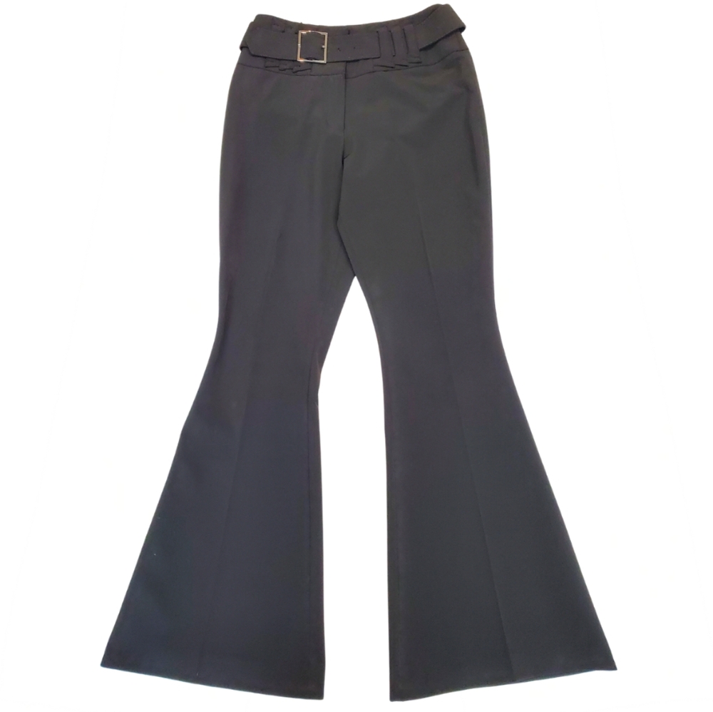 Karen Millen Black Boot Cut Flare Pants With Belt Office Trouser High Waist Sz 6 - Picture 4 of 14